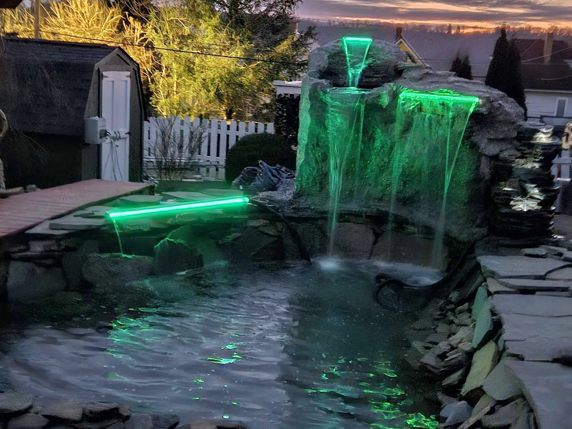 Entertain guests? Make your outdoor living space one to remember with water fountains and ponds that glow under the moonlight. From outdoor lighting to backlit pathways, let our designs shine bright --- creating peace and relaxation from Spring until Fall! 